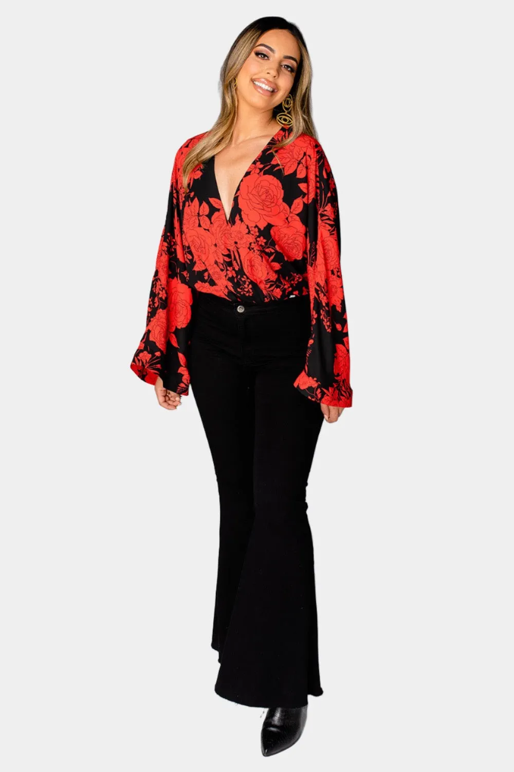 Ariana Kimono Sleeve Bodysuit - Dahlia sold by Buddy Love product image thumbnail 3
