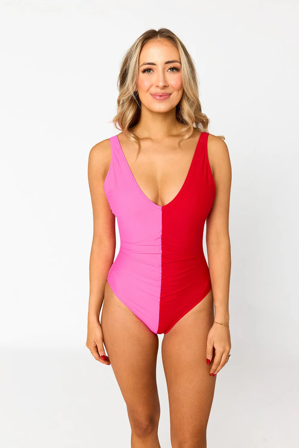 Maley Color Block One-Piece Swimsuit - Pink/Red sold by Buddy Love product image thumbnail 2