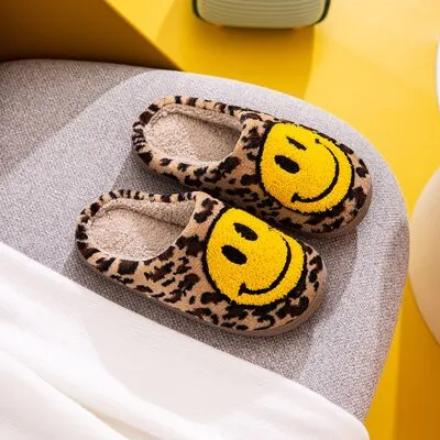 Melody Smiley Face Slippers - Leopard sold by Buddy Love product image thumbnail 5