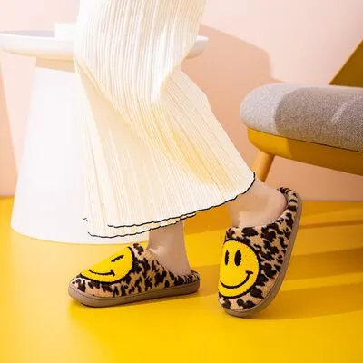Melody Smiley Face Slippers - Leopard sold by Buddy Love product image thumbnail 3