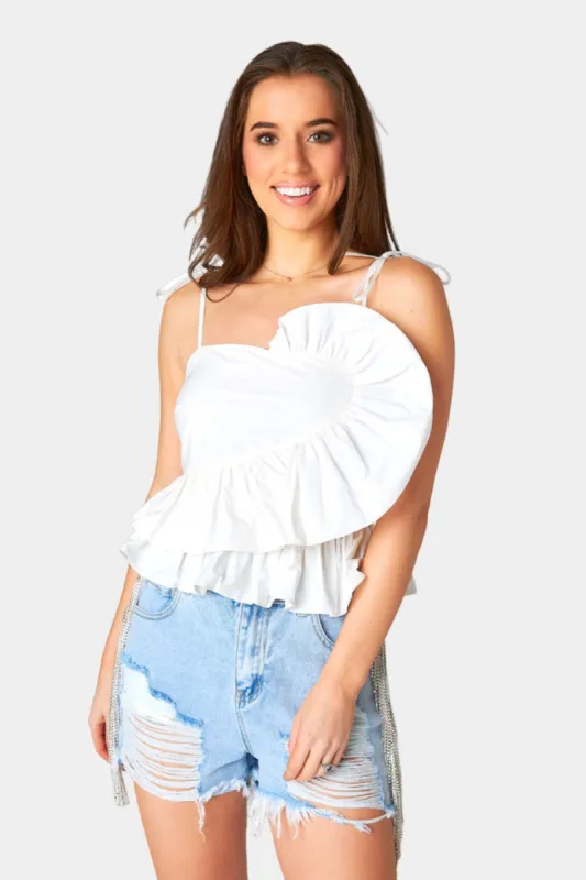Beck Ruffle Tank Top - White sold by Buddy Love