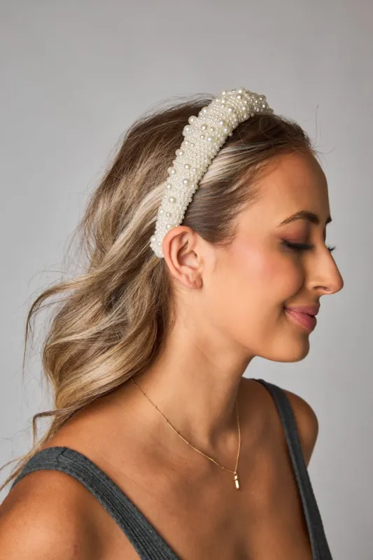Charlotte Pearl Studded Headband - White sold by Buddy Love