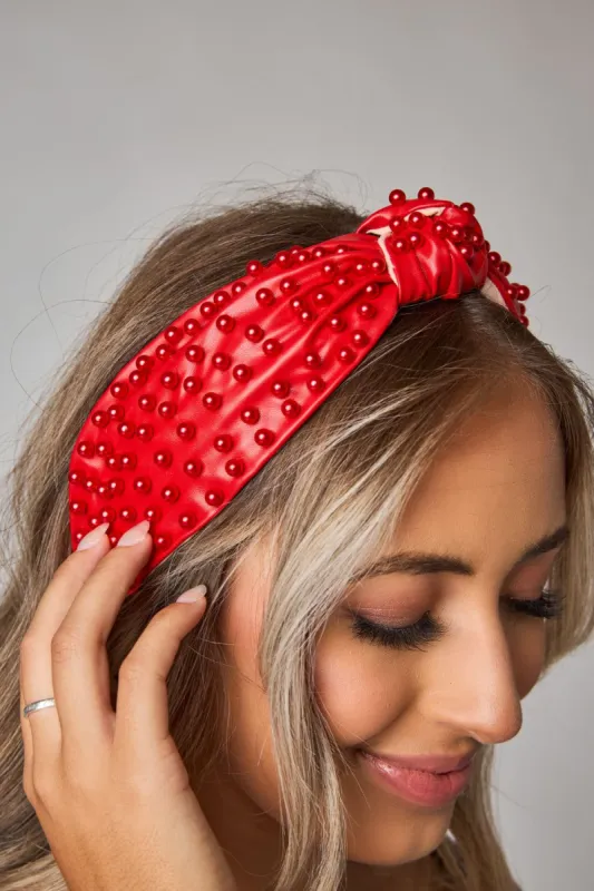 Charlotte Pearl Studded Headband - Red sold by Buddy Love