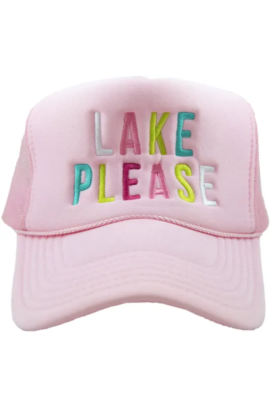 Lake Please Embroidered Trucker Hat - Light Pink sold by Buddy Love