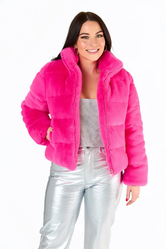 Noella Faux Fur Jacket - Hot Pink sold by Buddy Love