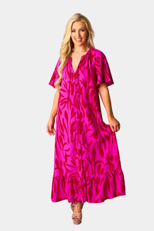 Tullah Caftan Maxi Dress - Berry Gloss sold by Buddy Love