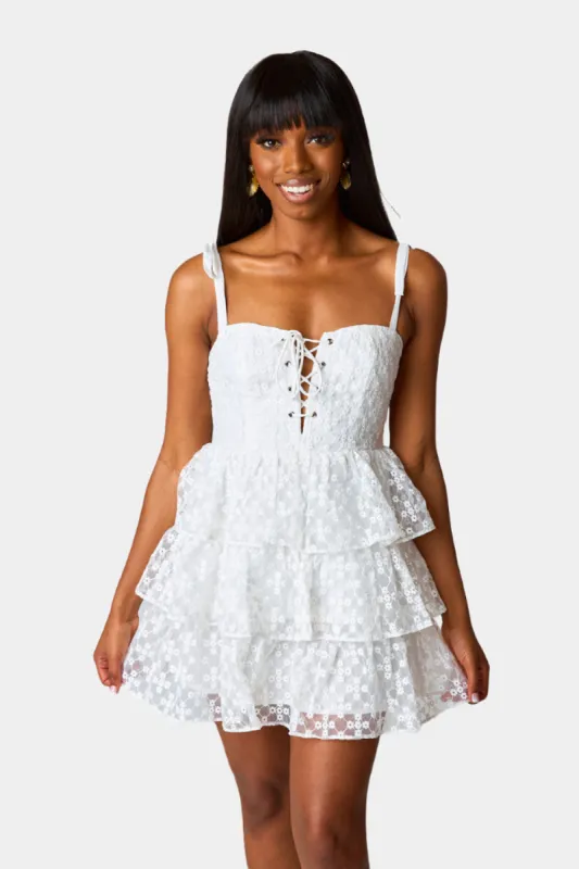Suzanne Lace Mini Dress - Ivory Eyelet sold by Buddy Love