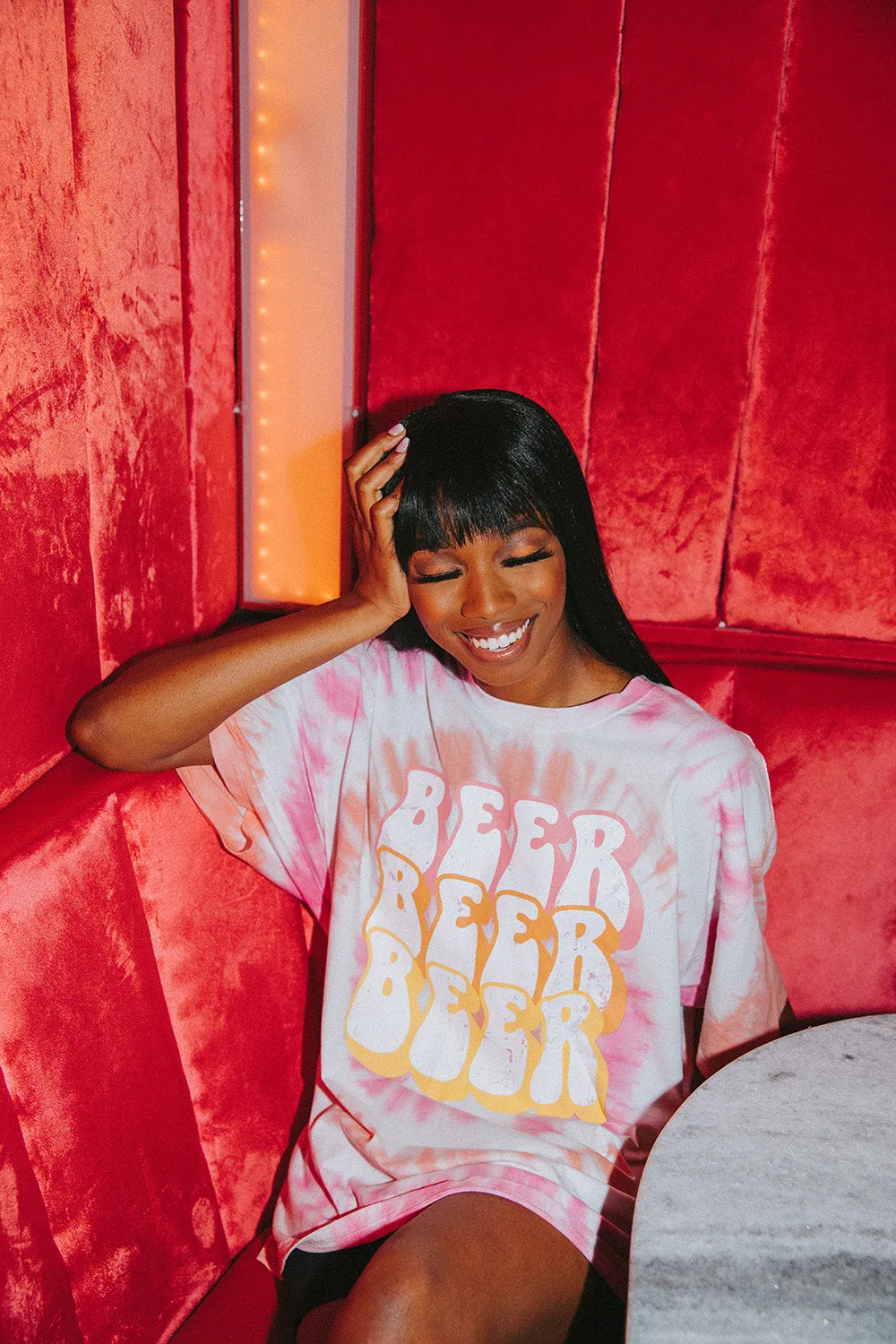 Tweety Tie-Dye Oversized Graphic Tee - Beer sold by Buddy Love product image thumbnail 2