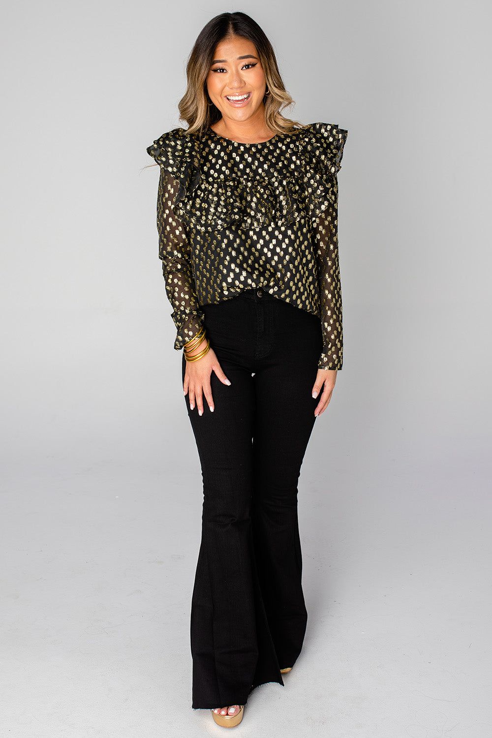 BuddyLove Prairie Ruffle Long Sleeve Top - Coins sold by Buddy Love product image thumbnail 5