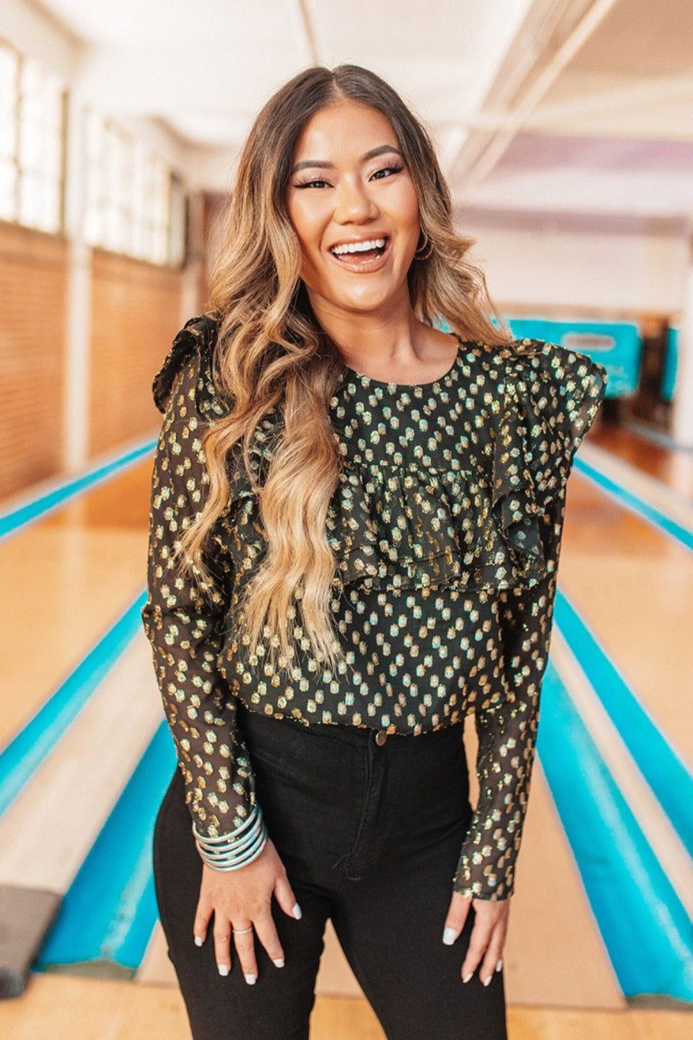 BuddyLove Prairie Ruffle Long Sleeve Top - Coins sold by Buddy Love