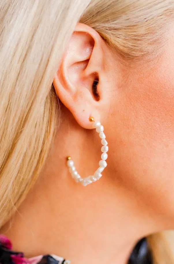 Brooke Hoop Earrings - Pearl sold by Buddy Love