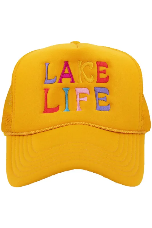 Lake Life Embroidered Trucker Hat - Orange made by Katydid