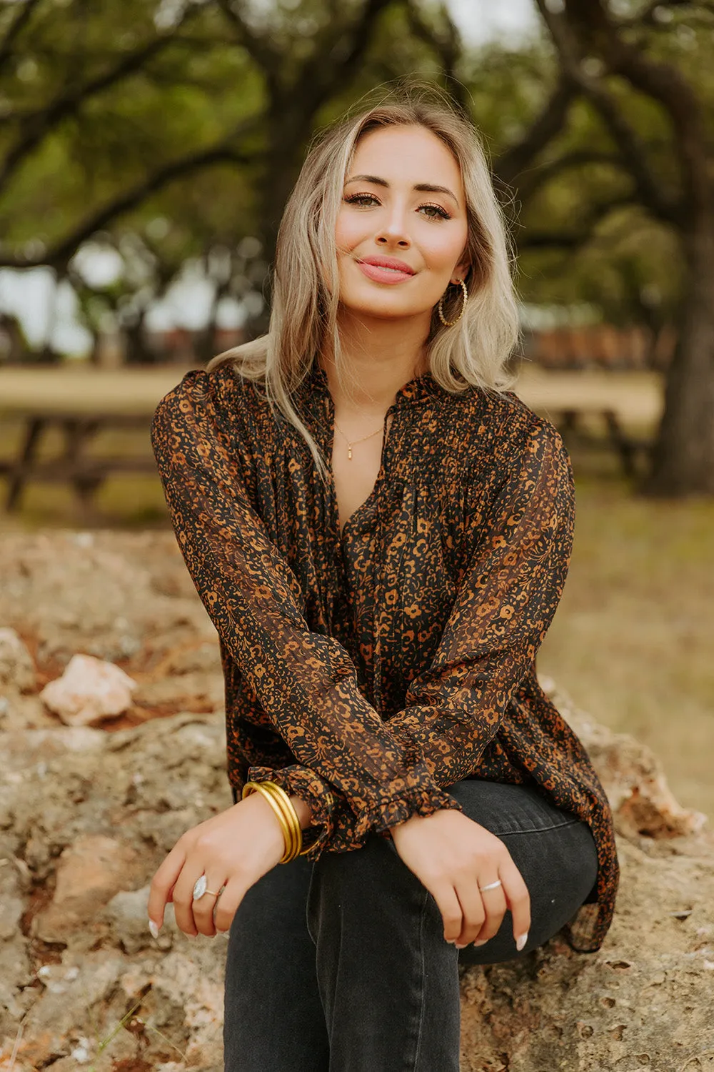 Everly Long Sleeve Button Up Blouse - Almond sold by Buddy Love product image thumbnail 5