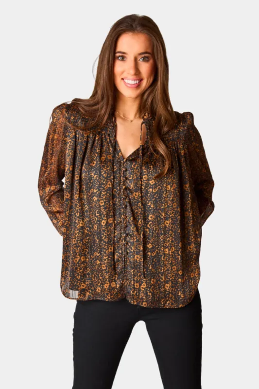 Everly Long Sleeve Button Up Blouse - Almond sold by Buddy Love