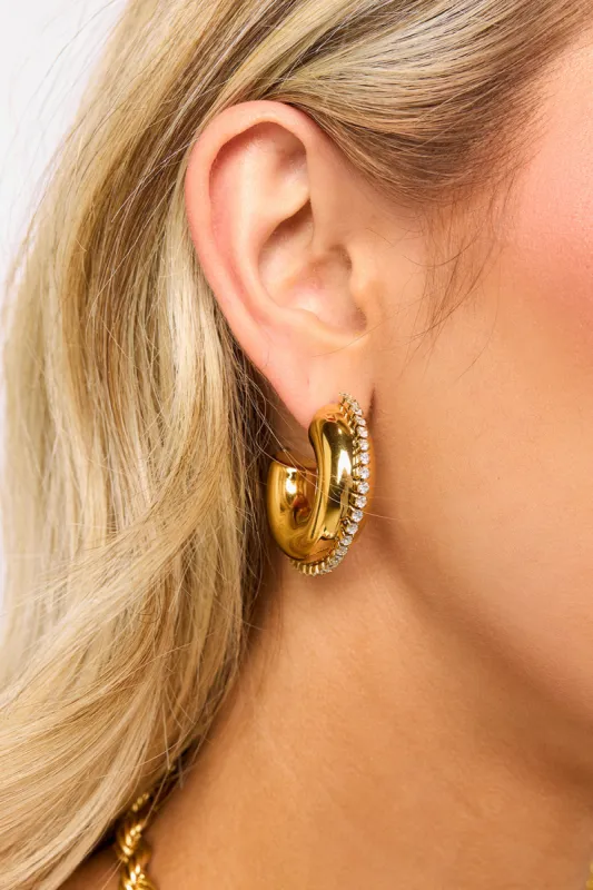 Zircon Stainless Steel C-Hoop Earrings sold by Buddy Love