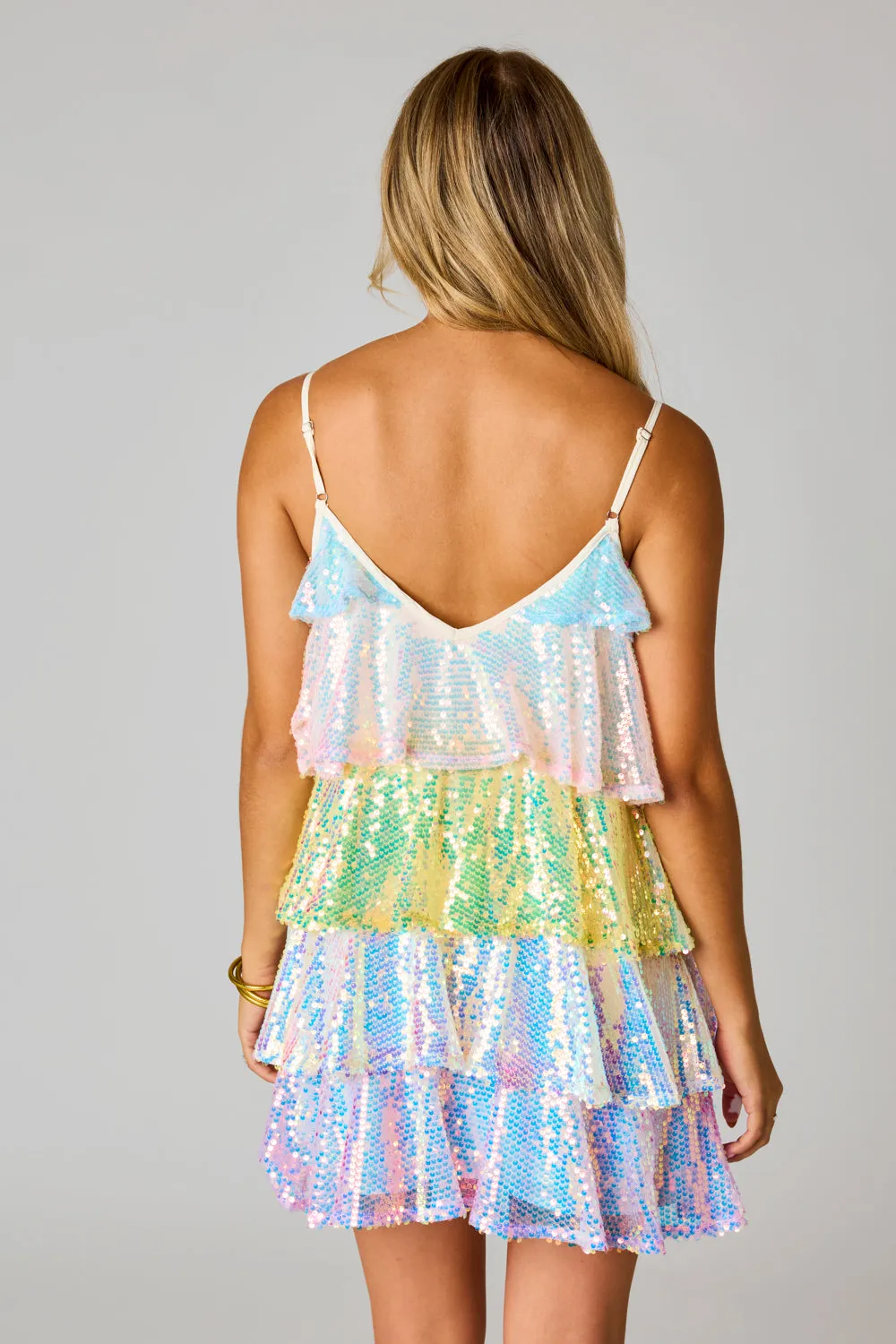 Disco Tiered Sequin Short Dress - Rainbow sold by Buddy Love product image thumbnail 4