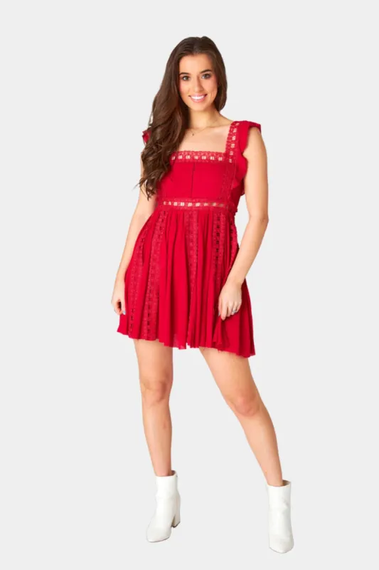 Adams Laced Mini Dress - Crimson sold by Buddy Love