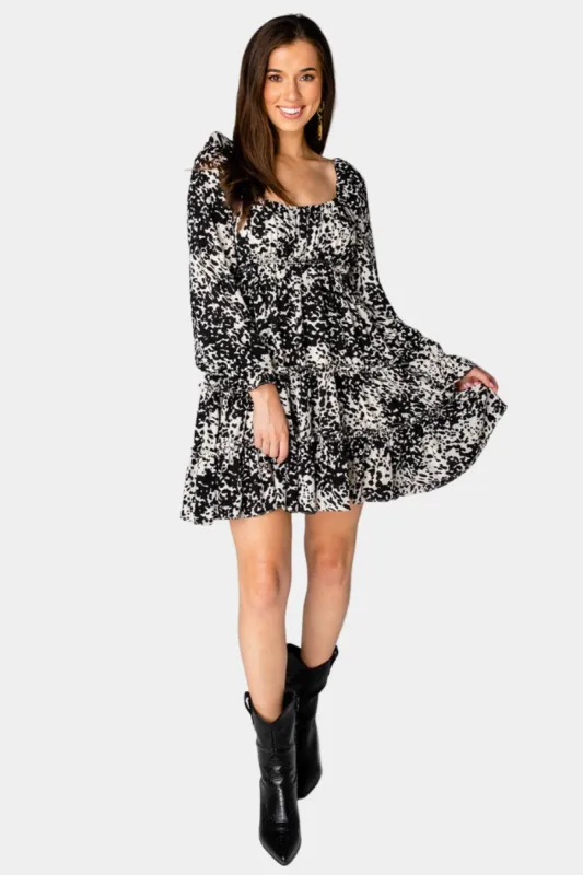 Doris Tiered Mini Dress - Domino sold by Buddy Love