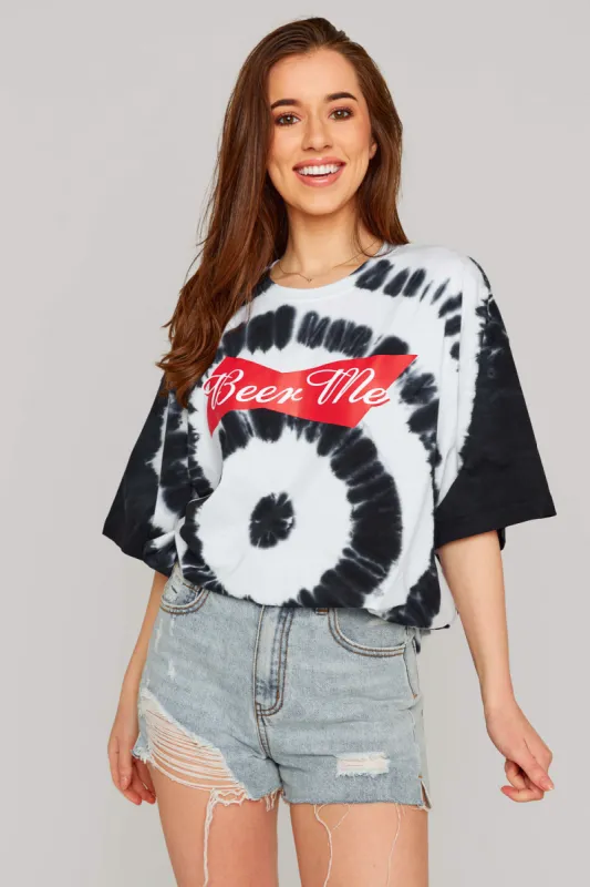 Zoo Oversized Graphic Tie-Dye Tee - Beer Me sold by Buddy Love
