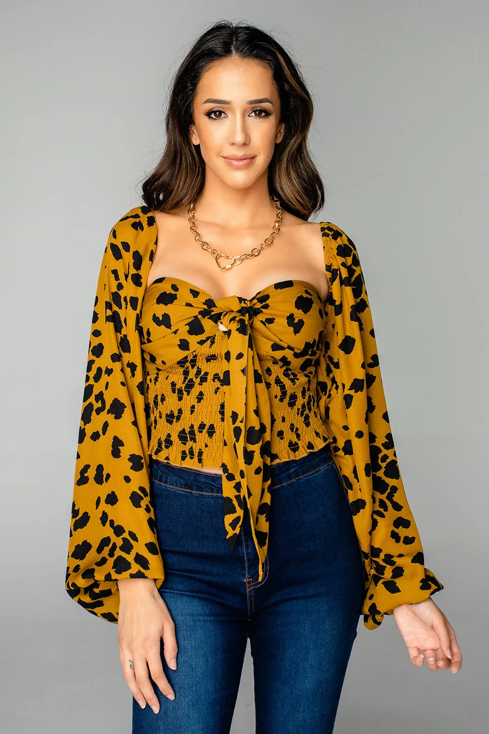 Yasmine Tie Front Smocked Top - Poker sold by Buddy Love product image thumbnail 3