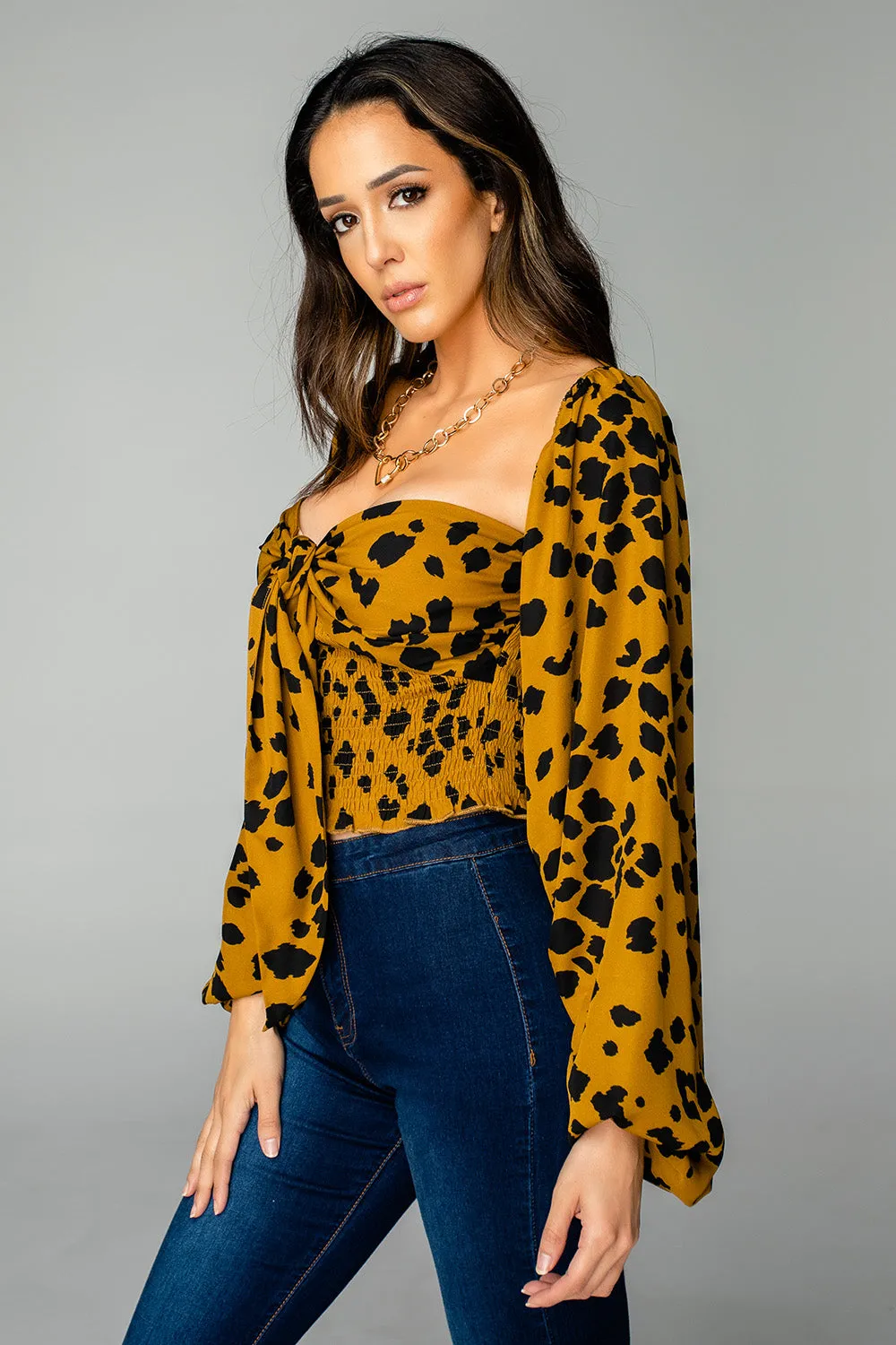 Yasmine Tie Front Smocked Top - Poker sold by Buddy Love product image thumbnail 4