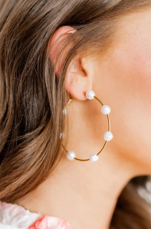 Leah Pearl Hoop Earrings - Gold sold by Buddy Love