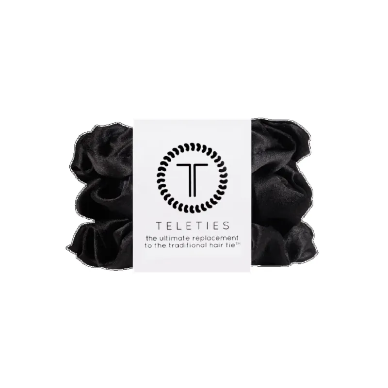 Teleties Large Silk Scrunchie - Jet Black made by TELETIES