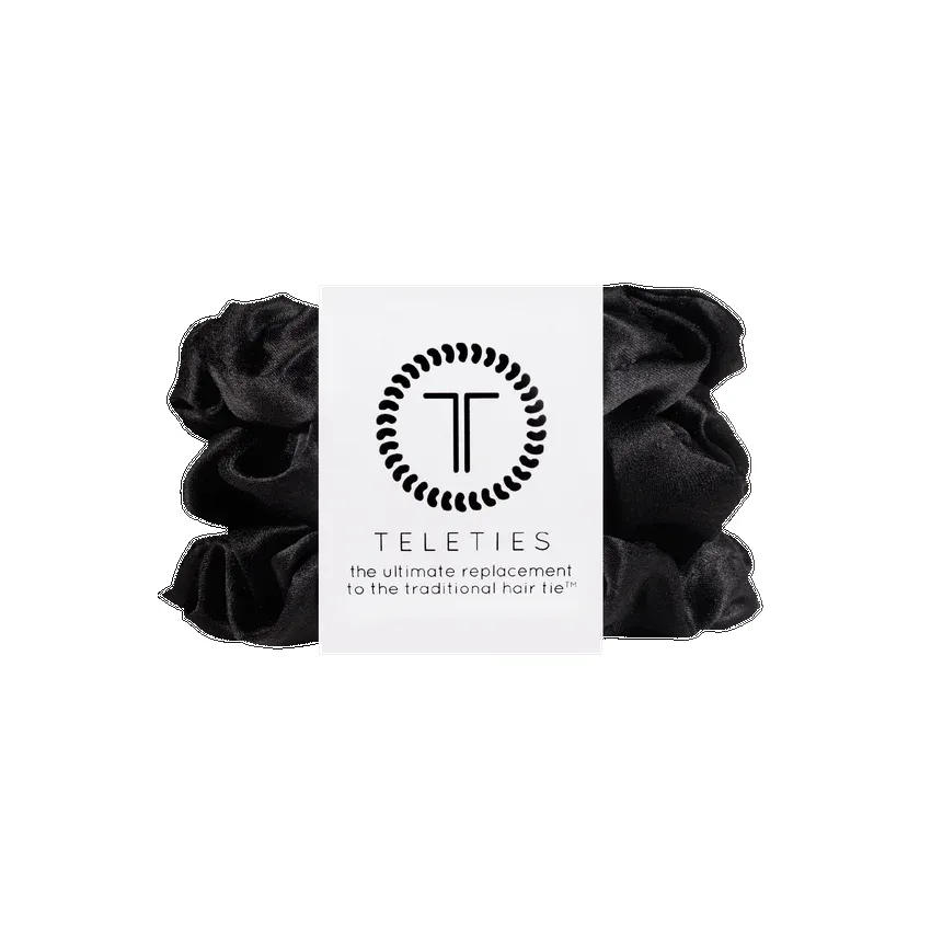 Teleties Large Silk Scrunchie - Jet Black sold by Buddy Love