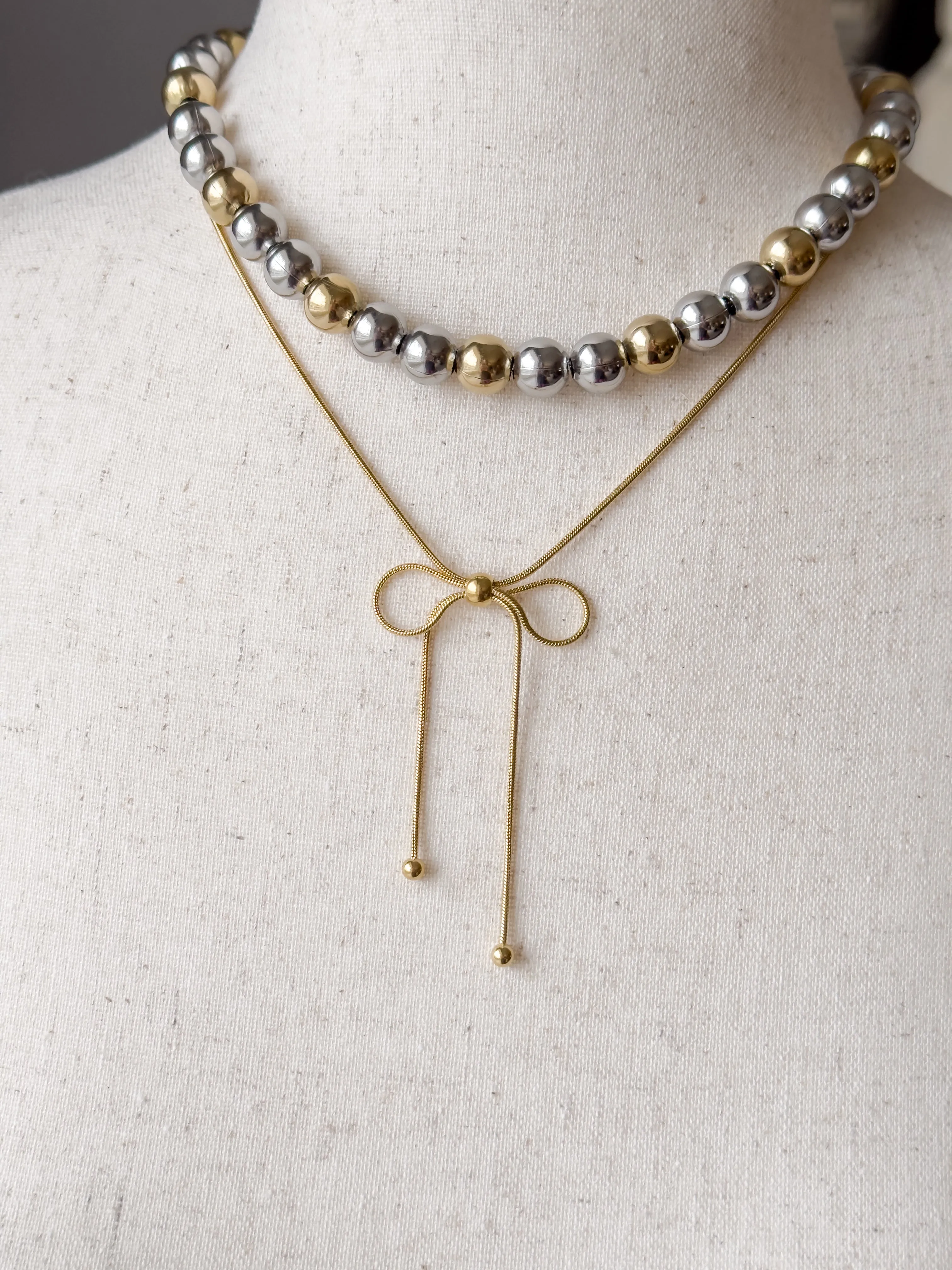 Chic Vibe Mixed Metal Bead Necklace sold by Buddy Love product image thumbnail 4