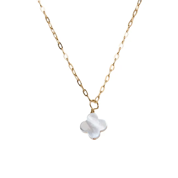 Mother-of-Pearl Clover Necklace in Gold-Filled sold by Buddy Love