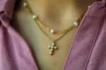 Pearl Cross Necklace sold by Buddy Love