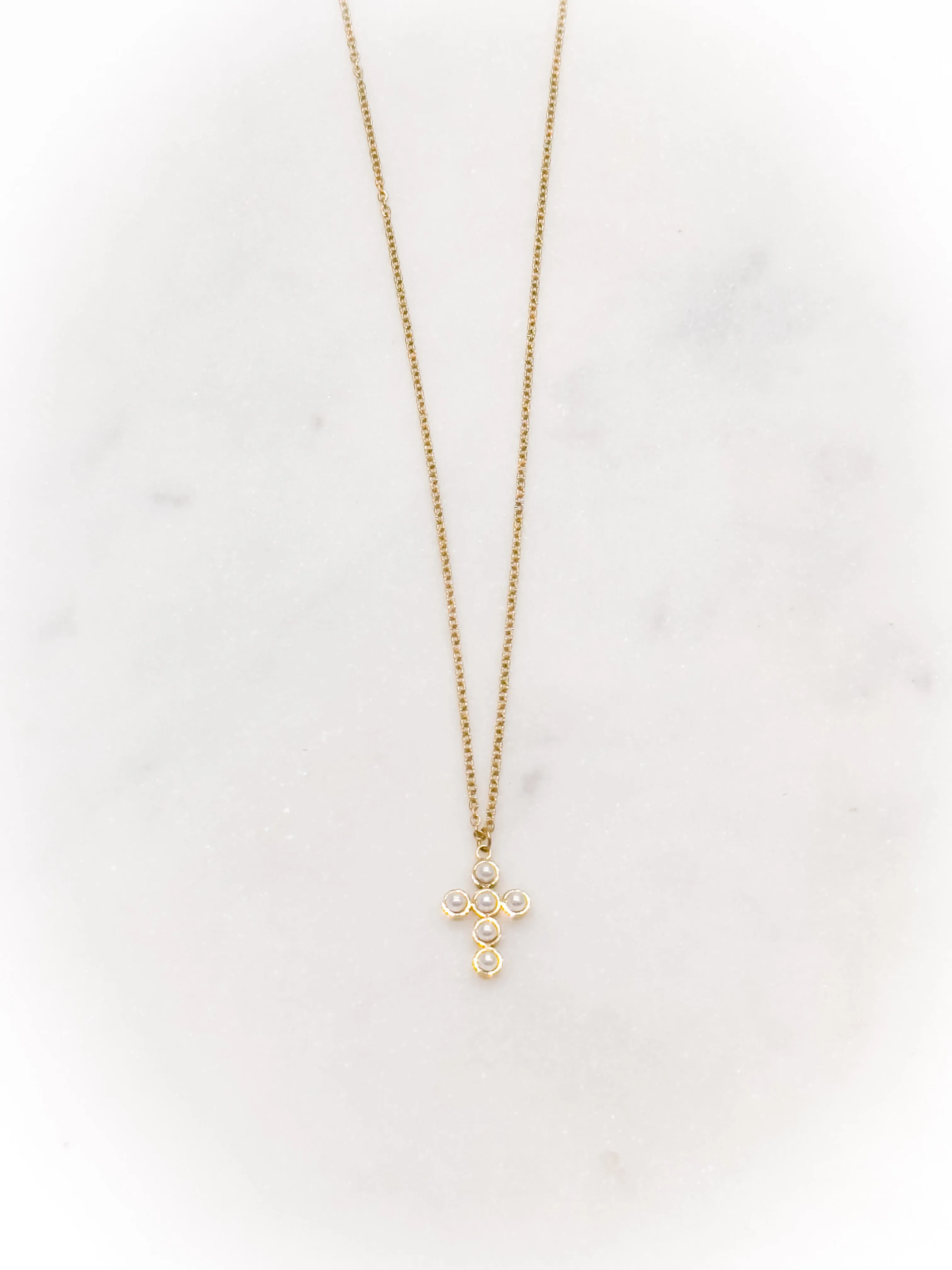 Pearl Cross Necklace sold by Buddy Love product image thumbnail 2