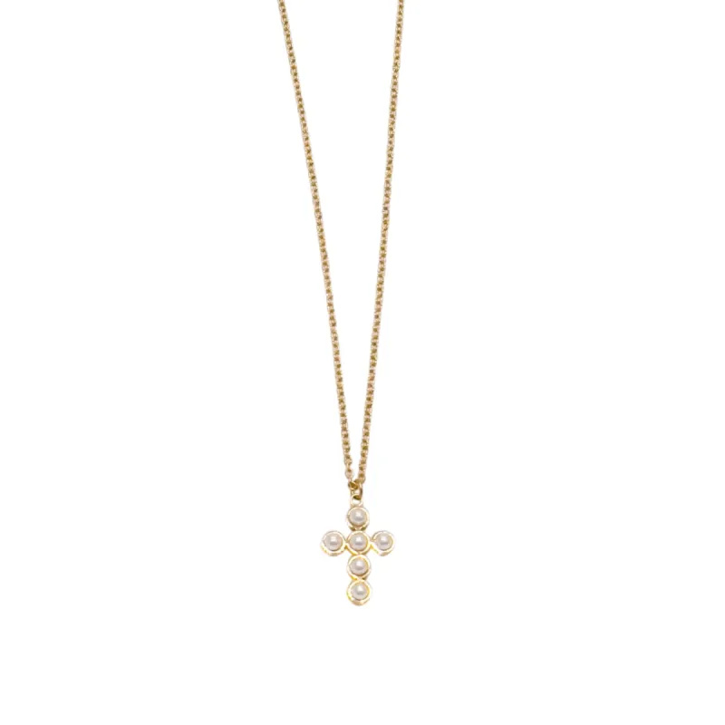 Pearl Cross Necklace sold by Buddy Love