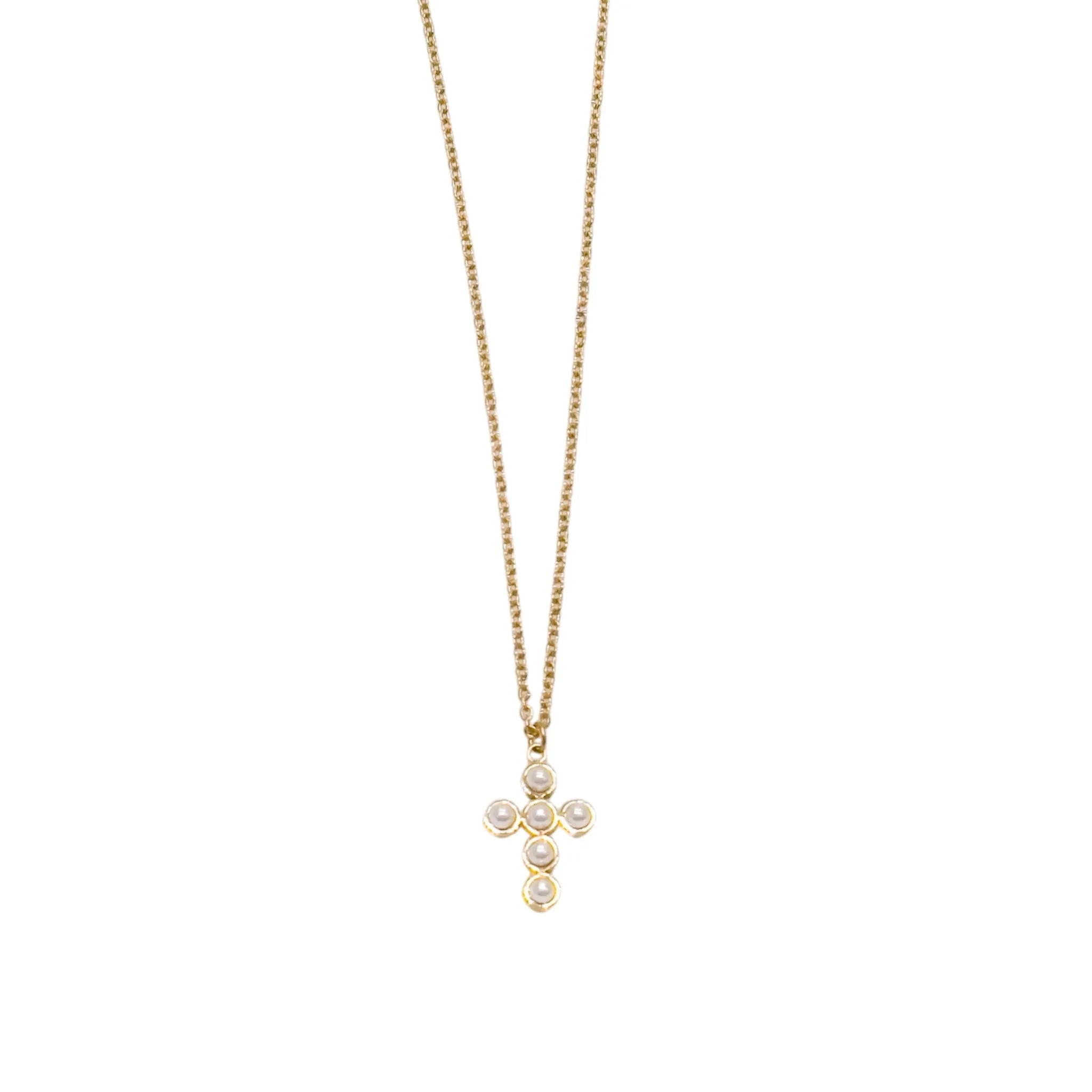 Pearl Cross Necklace sold by Buddy Love