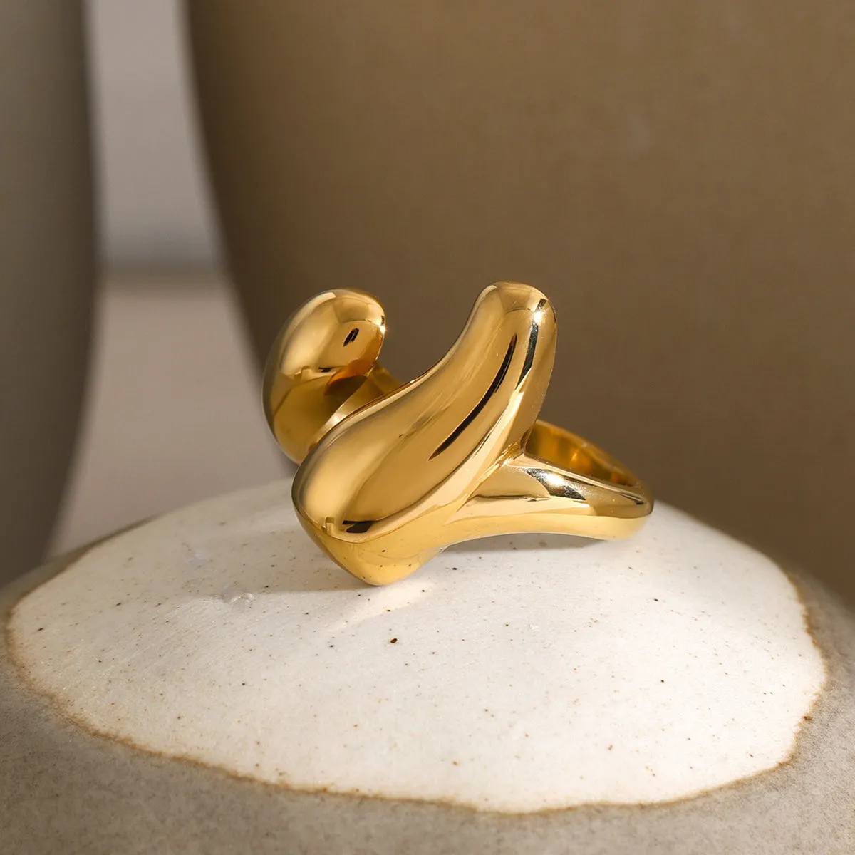 18K Gold-Plated Stainless Steel Open Ring sold by Buddy Love product image thumbnail 2