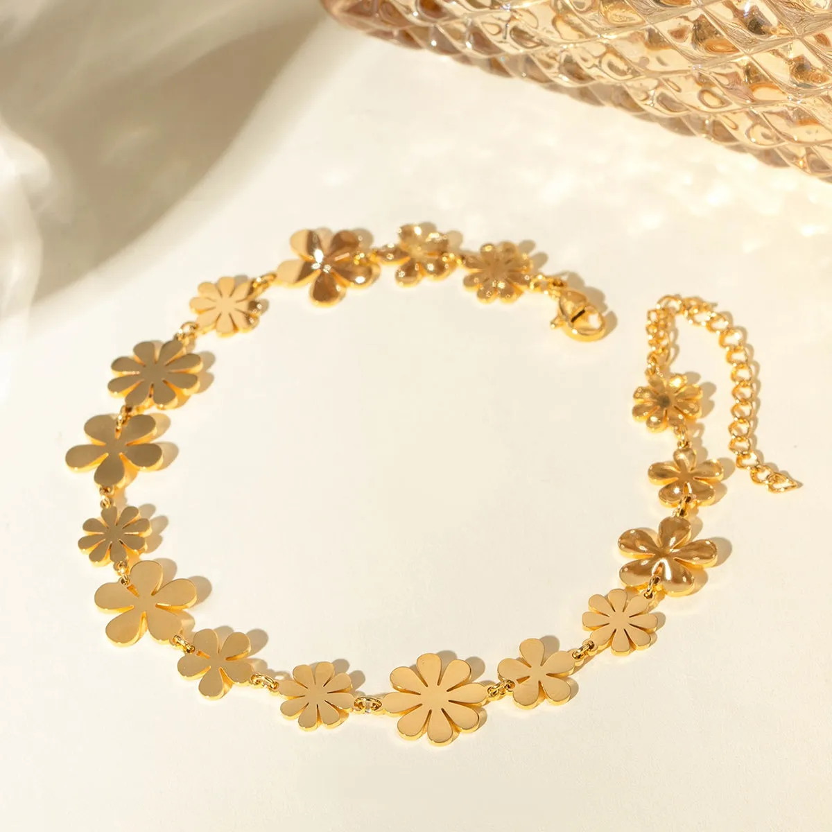 18K Gold-Plated Flower Bracelet sold by Buddy Love product image thumbnail 3