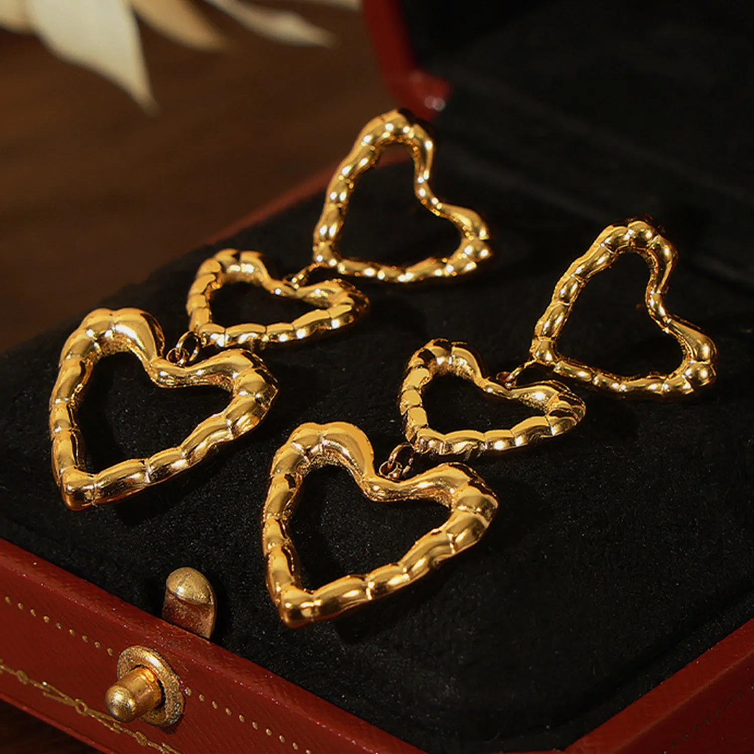 Titanium Steel Heart Earrings sold by Buddy Love product image thumbnail 3