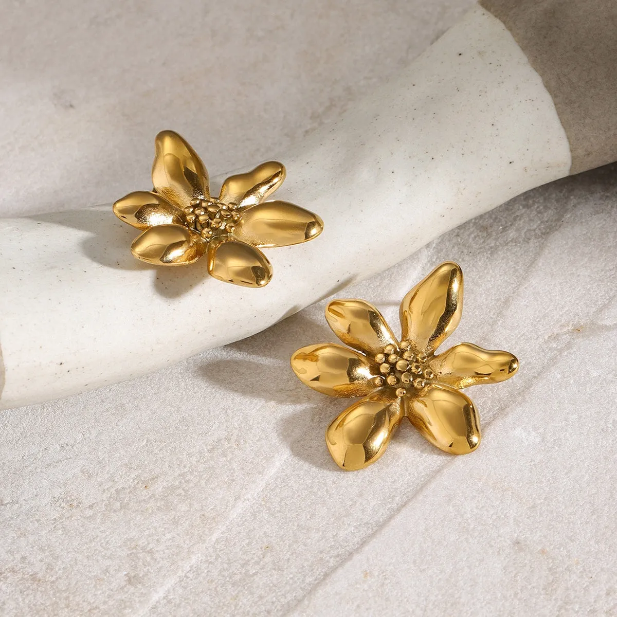 Stainless Steel Flower Earrings sold by Buddy Love product image thumbnail 5
