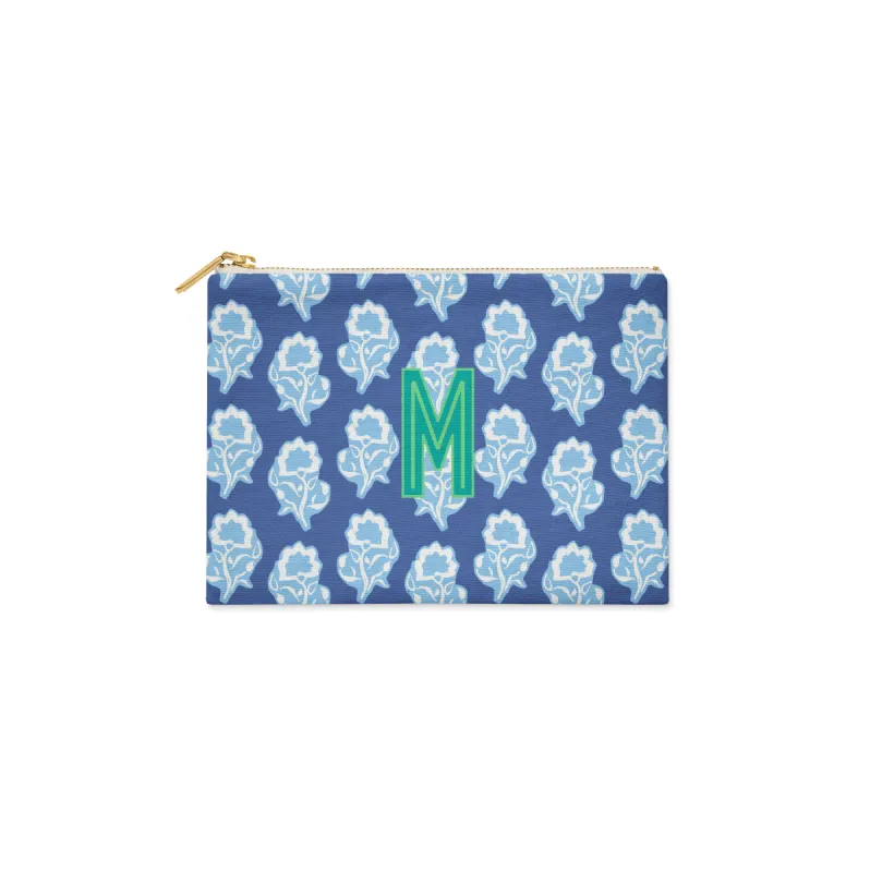 Single Initial - Large Flat Zip Pouch Maya Navy - New! sold by Buddy Love