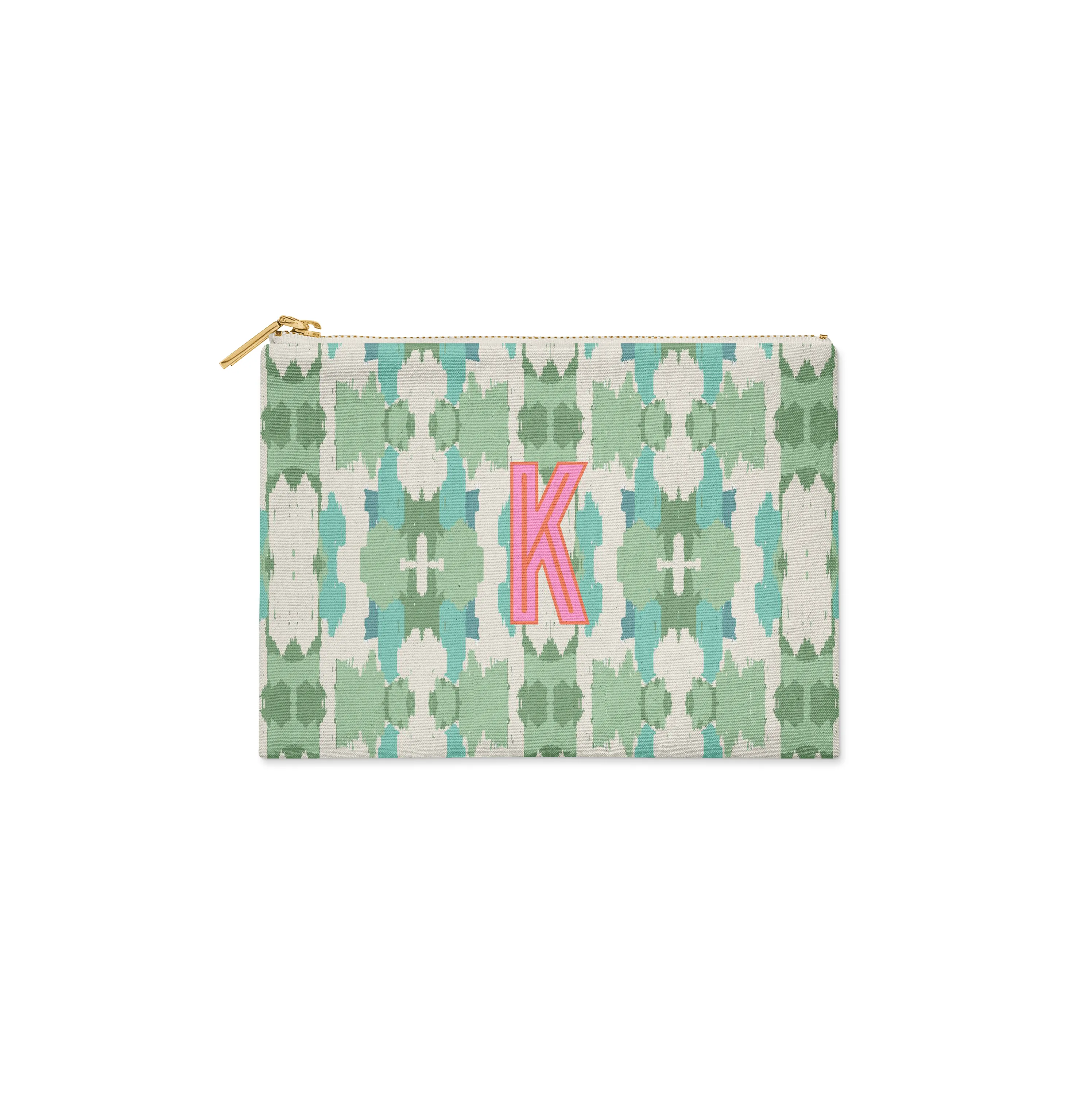 Single Initial - Large Flat Zip Pouch Mitzy Green - New! sold by Buddy Love