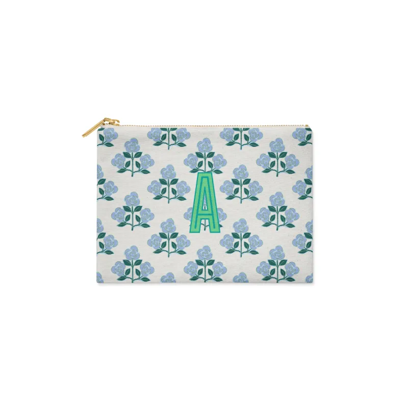 Single Initial - Large Flat Zip Pouch Betsy Blue - New! sold by Buddy Love