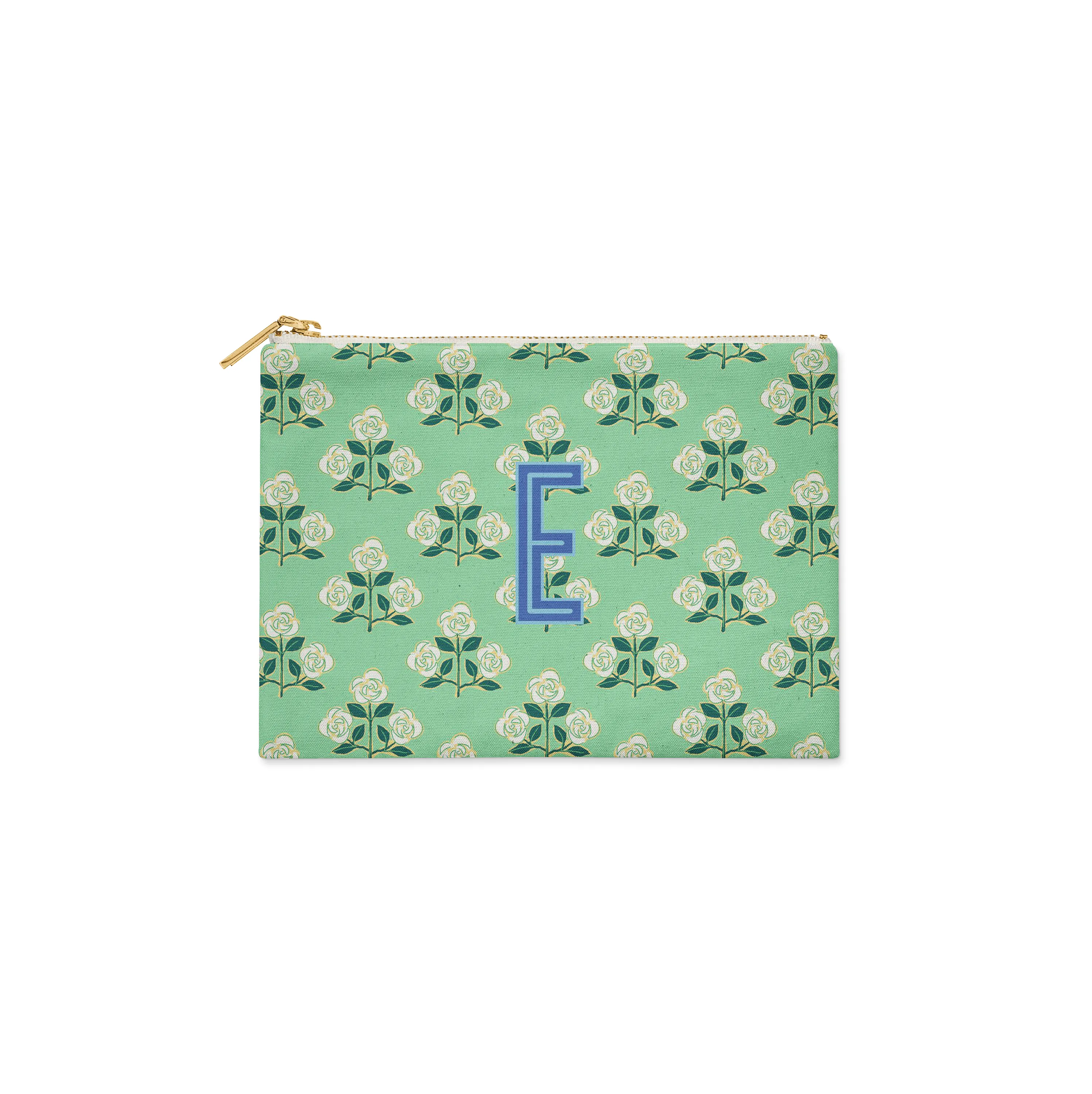 Single Initial - Large Flat Zip Pouch Betsy Green - New! sold by Buddy Love