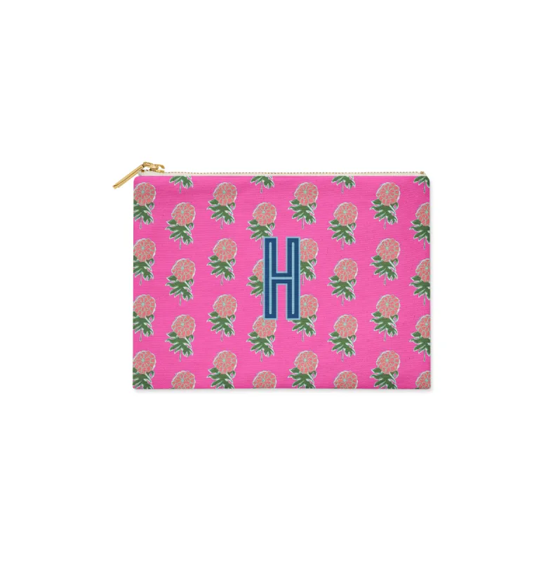 Single Initial - Small Flat Zip Pouch Kyra Pink - New! sold by Buddy Love