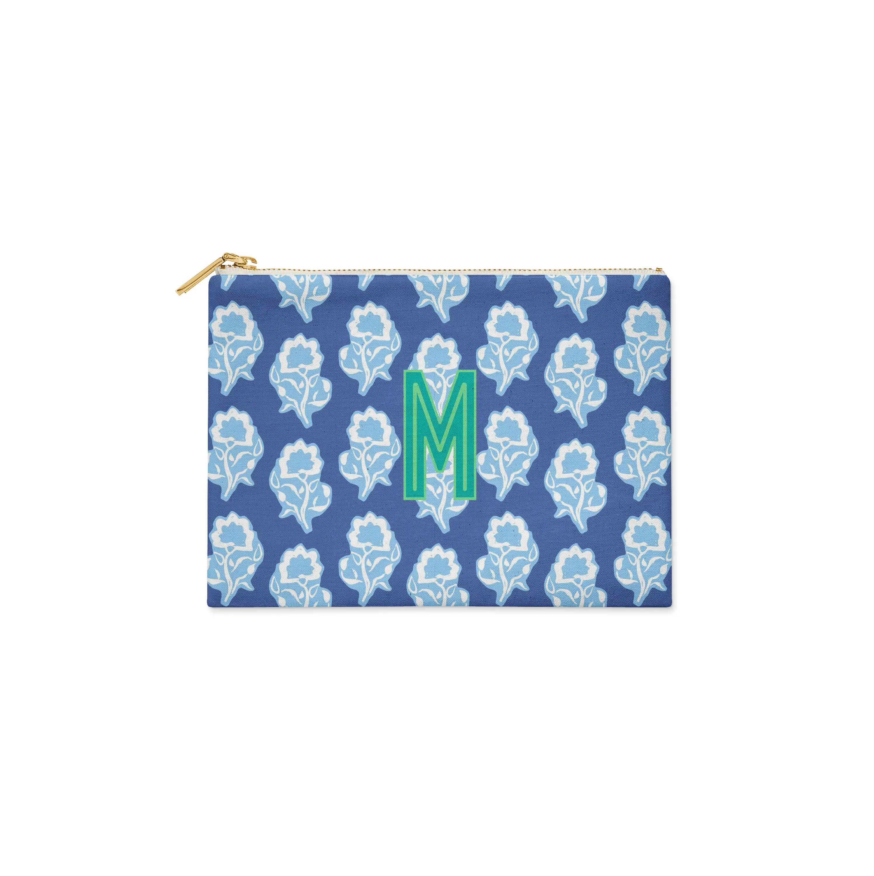 Single Initial - Small Flat Zip Pouch Maya Navy - New! sold by Buddy Love