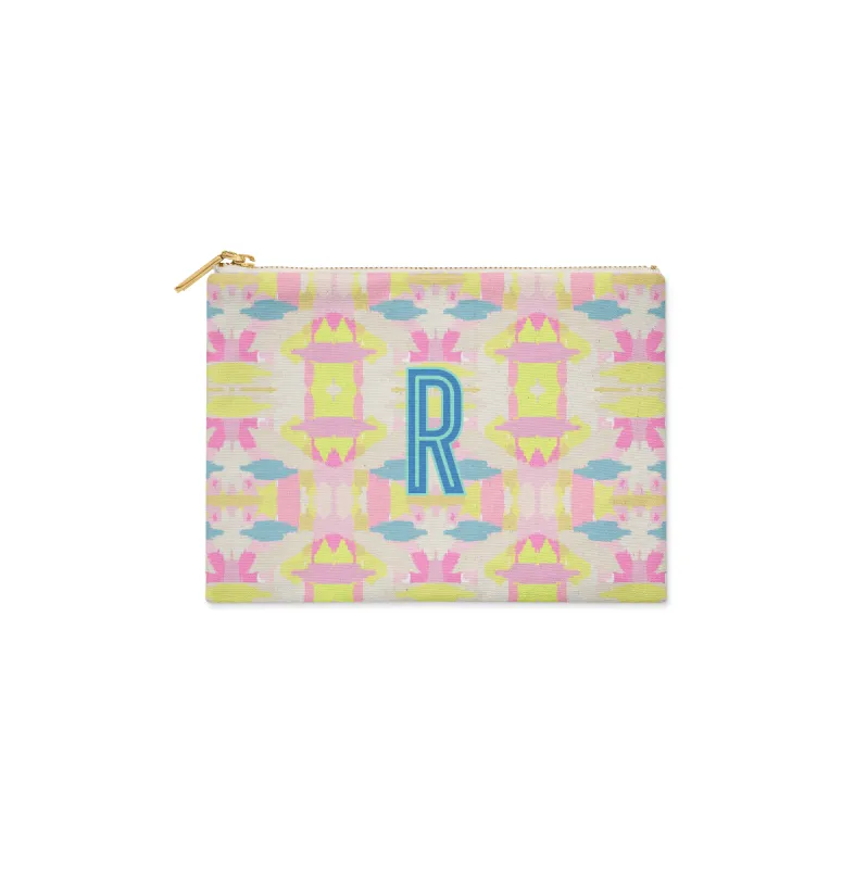 Single Initial - Large Flat Zip Pouch Mila Citrus Pink - New! sold by Buddy Love