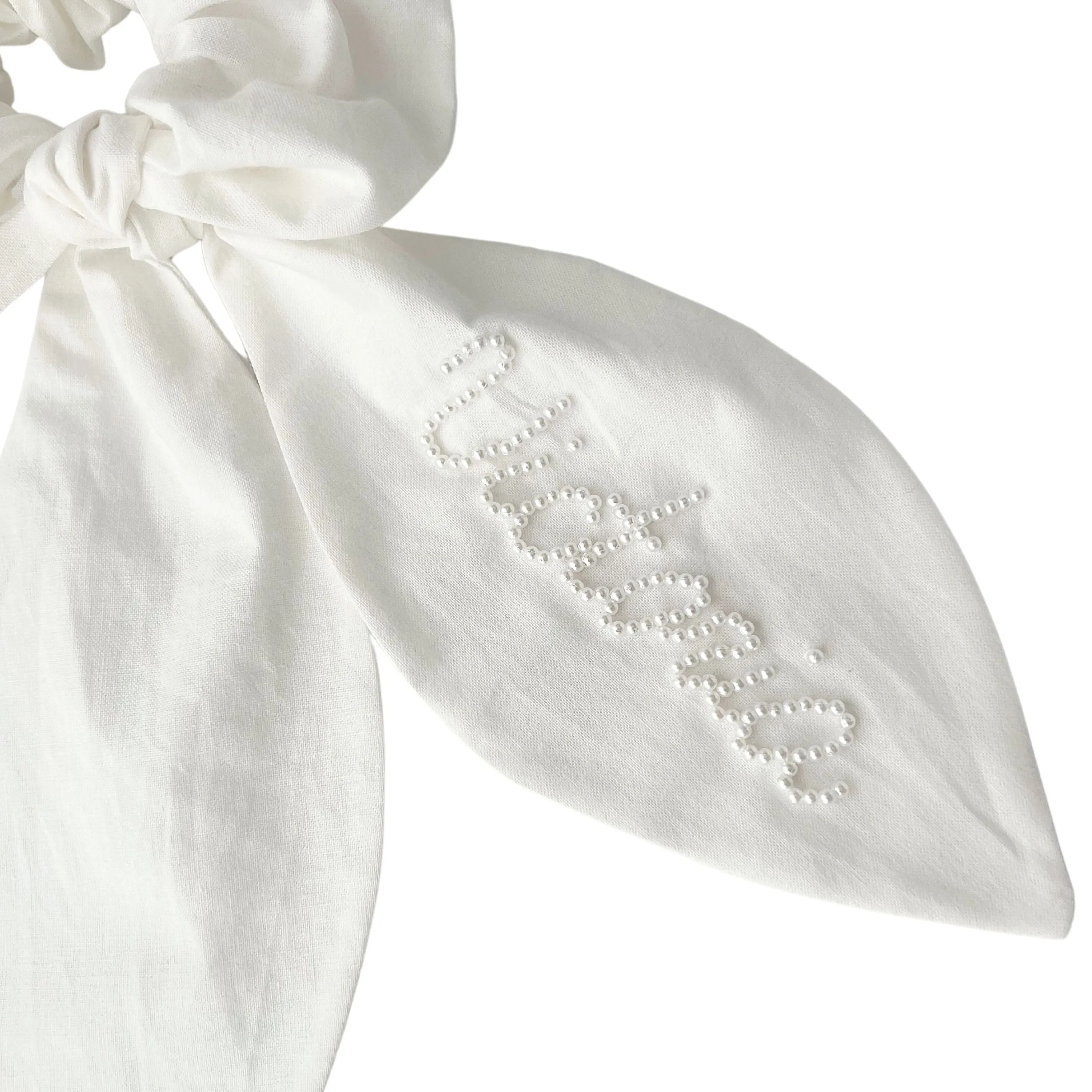 White Cotton Pearl Scrunchie sold by Buddy Love product image thumbnail 2