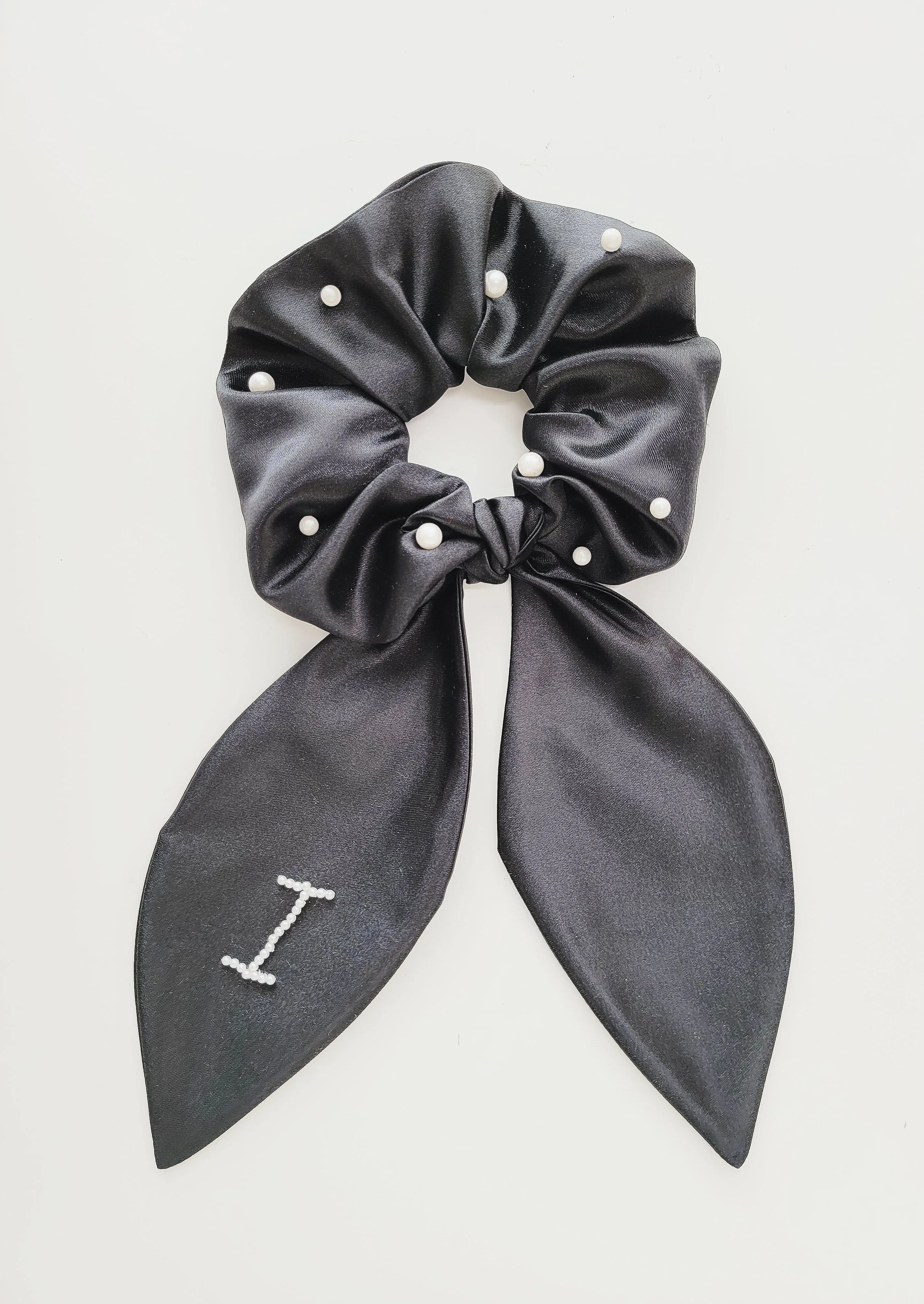 Black Personalized Scrunchie With Pearls sold by Buddy Love product image thumbnail 2