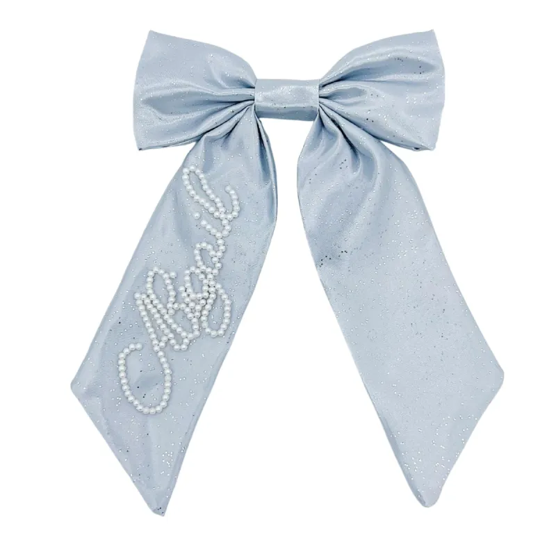 Blue Glitter Pearl Bow sold by Buddy Love