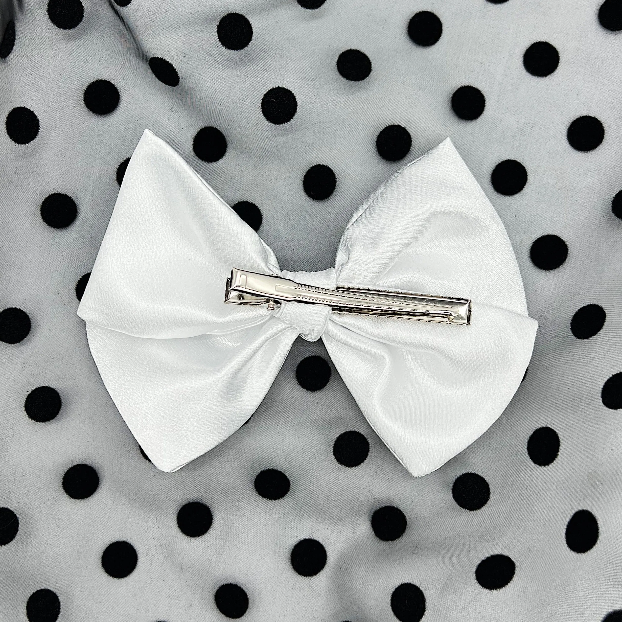 White Satin Pearl Initial Bow sold by Buddy Love product image thumbnail 4