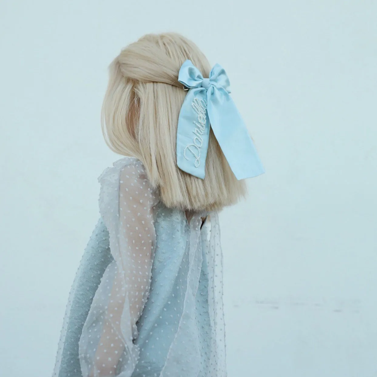 Ocean Blue Long Pearl Bow sold by Buddy Love product image thumbnail 2